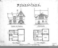 Røykenvik stasjonsbygning 1900. Merk fransk tekst. Kilde Jernbanemuseet