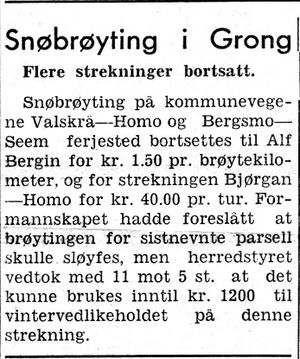 Referat fra Grong herredsstyre om snøbrøyting i Namdal Arbeiderblad 28.10.1950.jpg