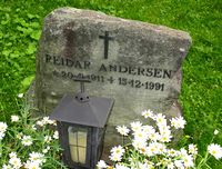 Gravminnet til skihopperen Reidar Andersen. Foto: Stig Rune Pedersen