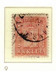 Riksvåpen II fra 1863 - 5 skilling.