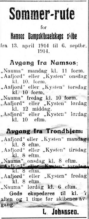 Rutetabell i Nordtrønderen 10.6. 1914.jpg