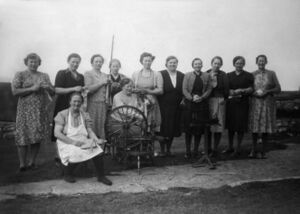 Kvinneforeining. Bak frå venstre: Olga Wiken, Torborg Thoresen, Petra Gullaksen, Magdalena Ophaug, Marta Berg, Marie Lunde Uthaug, Emma Uthaug, Anna Uthaug, Bertha Gullaksen, Karolina Krossøy. Framme frå venstre: Marie Fanebust, Terja Pedersen.