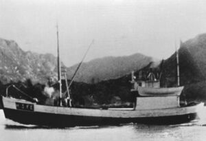 M/S «Feiegutt» H-3-FE, byggeår 1947, lengd 63 fot, motor Wickman 50 HK, seinare 100 HK. Eigarar Adolf Strand, Odin Husa og Johan Stuberg. Båten vart seld i 1964.