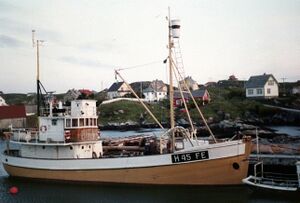 M/S «Bruvåg» H-45-FE, byggeår 1950, lengd 78 fot, motor 440 HK Kelvin. Eigarar John og Karsten Kongestøl.