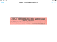 Sagdalens Træforædlingsfabrik annonse 1905.