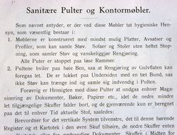 Fabrikken ga en detaljert beskrivelse av sine "Sanitære_pulter_og_kontormøbler".