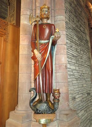 Sankt Olav statue Magnuskatedralen Kirkwall.jpg