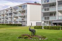 Furumoen borettslag på Øståsen i Nordre Follo, boligblokk fra 1967. Dette var den første blokkbebyggelsen oppført av Selvaagbygg i Follo. Foto: Leif-Harald Ruud (2022).