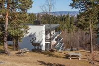 Terrassehusene på Ullern sto ferdige i 1964. I forgrunnen Skule Waksviks «Reinsdyrbukk». Foto: Leif-Harald Ruud (2013).