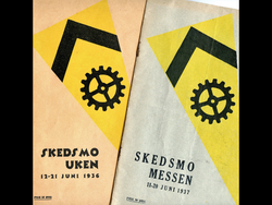Program for arrangementene i 1936 og 37. Figurer og farger ble i årene som fulgte benyttet som kommunens emblem.