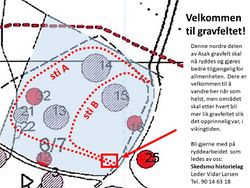 Tavle ved nedre inngang på Asak.