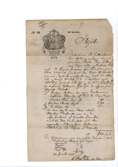 Skjøte Aas Ødegården , 1872 Side1.png