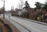 Snarøyveien sett mot sør fra Snarøya kirke. Foto: Stig Rune Pedersen (2016)