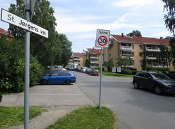 Hovin borettslag, St. Jørgens vei i Oslo. 1954–1956, ark. Rinnan og Tveten. Foto: Stig Rune Pedersen (2015).