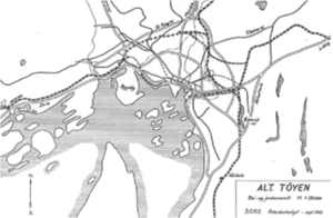Stamvegplan 1942 Alt. Tøyen. Vei- og jernbanenett.PNG
