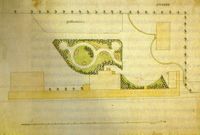 Parkanlegget ved Eidskog stasjon kan stå som et eksempel for mange av stasjonsparkene selv kjøkkenhagen er inntegnet. Foto Jernbanemuseet.