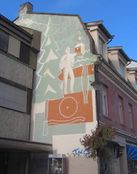 Storgata 11: Veggmaleri med Kongsberg-motiv. Foto: Stig Rune Pedersen