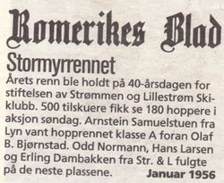 Stormyra avisreferat i 1956. Romerikes Blad.