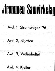 Annonse for Strømmen Samvirkelag.