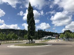 Strømmen stasjon 2021 sett fra Sagbruksveien. Den verneverdige stasjonsbygningen pusses opp. Foto Steinar Bunæs.