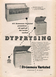 Strømmens Værksted, reklame for dypfrysingsprodukter rundt 1960.