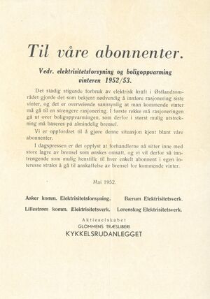 Strømrasjonering Lillestrøm 1951.jpg
