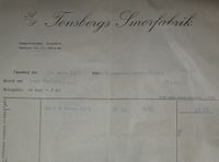 Faktura fra Tønsbergs smørfabrikk 1926