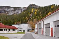 Kraftstasjonsvegen 342, Skafså 1 kraftverk anlagt i 1953. Foto: Roy Olsen (2022).