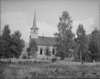Treungen kirke i Nissedal (1863). Foto: Nasjonalbiblioteket (1949-1950).