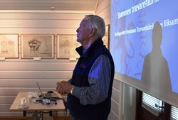 Riksantikvarens postere og tegninger for Strømmen Trævarefabrik ble presentert både på skjermen og på veggene under Trevarndagene 2019. Foto Svein Olav Arnesen.