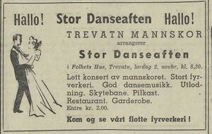 Trevatn Mannskors danseaften 2.11.1946 i Oppland Arbeiderblad 31.10. 1946.jpg
