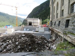 Tungtvannskjelleren Vemork bygging av museumsbygg 2021.JPG