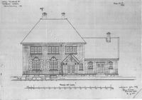 Tveitsund stasjon. Fasade mot linjen. Arkitekt Ivar Næss