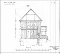 Tversnitt Sandaa stasjonsbygning. Arkitekt Ivar Næss.