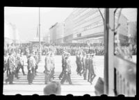 Ole Bulls plass i Bergen under begravelsen av Sipo-offiserene den 30. april 1942. Foto: Magnus Nielsen