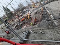 Arbeider med nasjonalt minnested ved Utøyakaia. Foto: Eva Rogneflåten, 2020