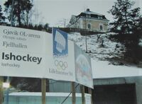 Fjellhallen på Gjøvik under bygging, desember 1992. Foto: Stig Rune Pedersen