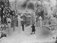 Hotellet en vinterdag. Foto: Marthinius Skøien (omkr. 1880-1910).