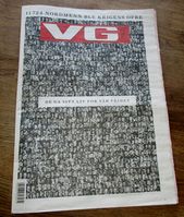Faksimile, forsiden av VG 9. april 2015, på 75-årsdagen for den tyske invasjonen.