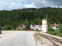 Vanntårnet og bygden i 2014. Foto: Siri Johannessen