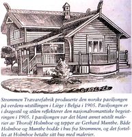 Den norske paviljongen ved verdensutstillingen i Liège, Belgia 1905, levert av Strømmen Trævarefabrik.