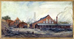 Vulkan Jernstøberi og mekaniske Verksted på vestsiden av Akerselva.