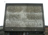 Picassos "Fiskerne" på Y-blokka i Oslo, utført av Carl Nesjar. Foto: Stig Rune Pedersen