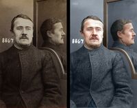 Ditlef ved løslatelse i 1905 etter å ha sonet ferdig hele straffen for innbruddet ved Kristiansand jernbanestasjon